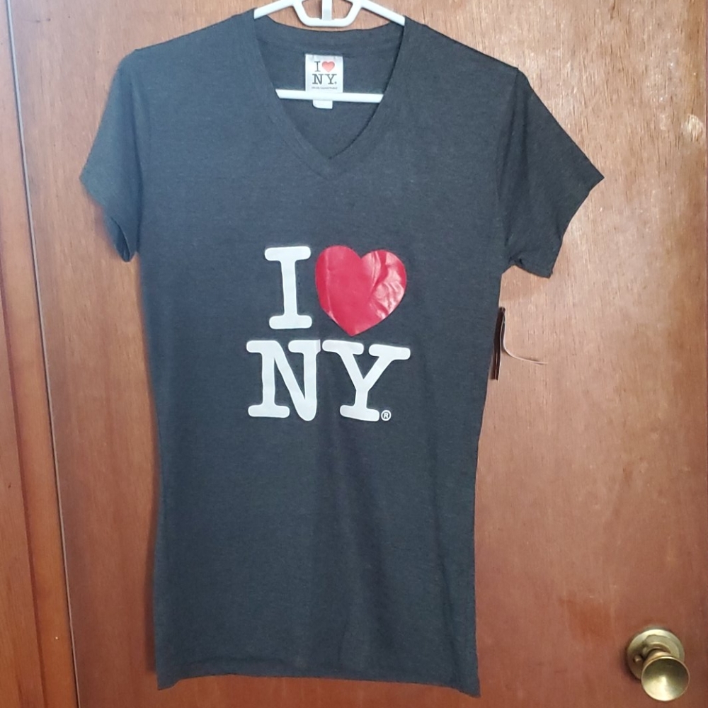 I ❤ NY grey v neck t shirt XL NWT new york